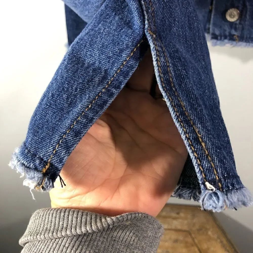 Denim Jacket with Patch Details Size Large - Picture 3 of 7
